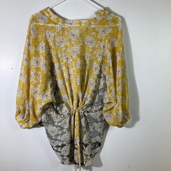 Womens Cabi Amelia‎ Gather V Neck Hi Lo Floral Top Tie Back S - Picture 3 of 10